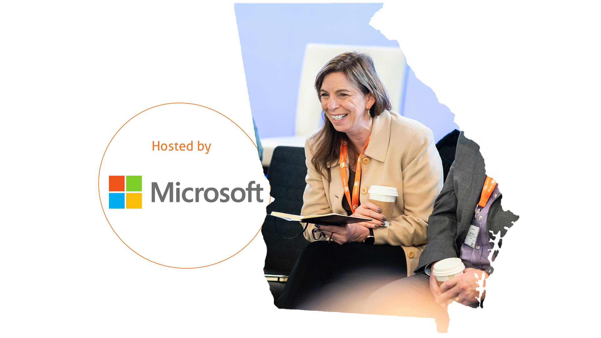 An image of Atlanta state with delegates enjoying their time at an iVentiv event contained within. The Microsoft Host logo also features.