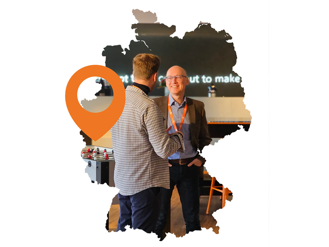Two iVentiv event participants framed by a map of Germany