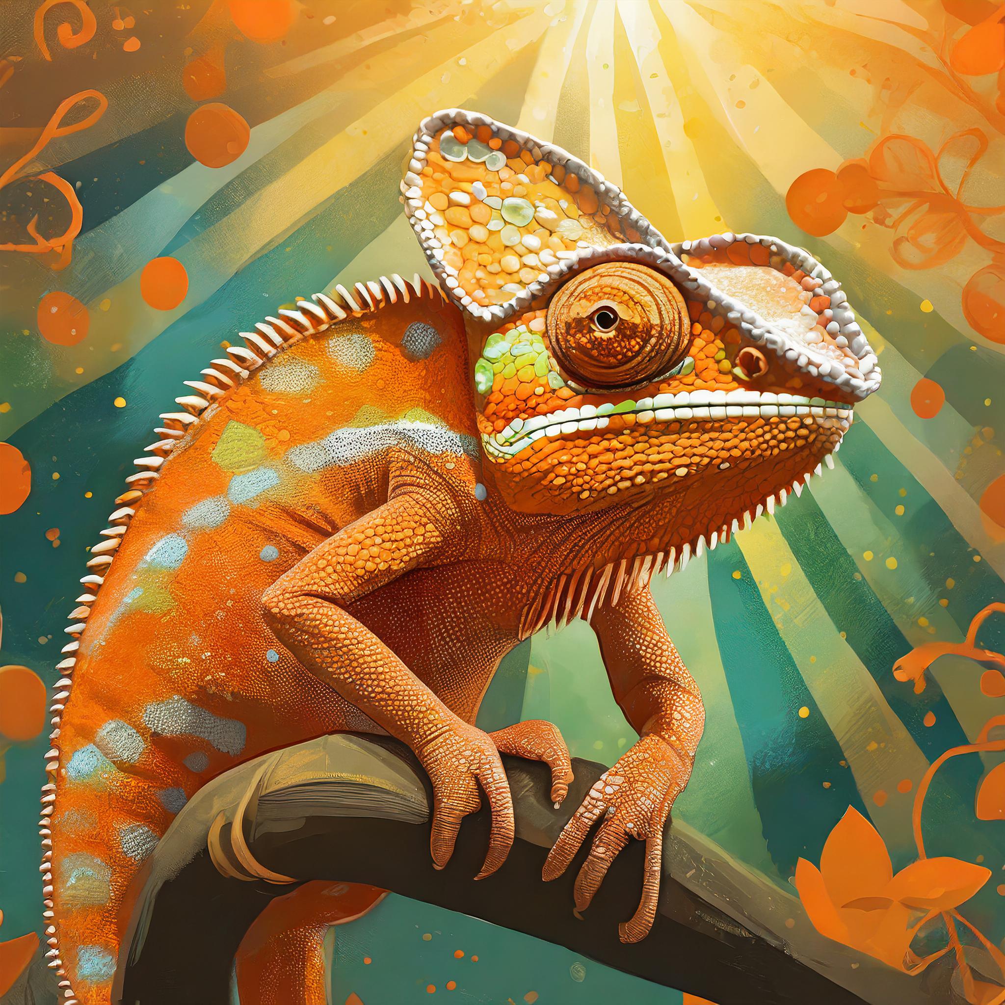 An orange chameleon