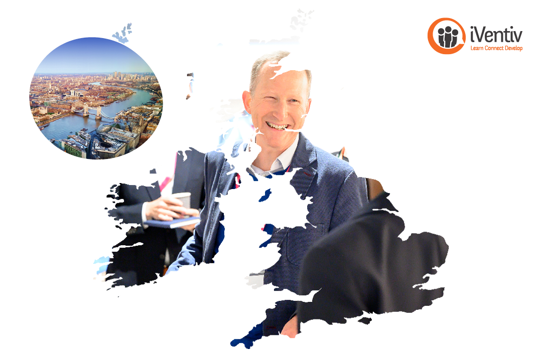 An image of Peter Shephard (Ericsson) smiling inside a map of the UK and Ireland